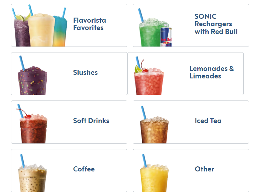 Sonic Drink Menu