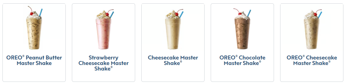 Sonic Master Shakes Menu
