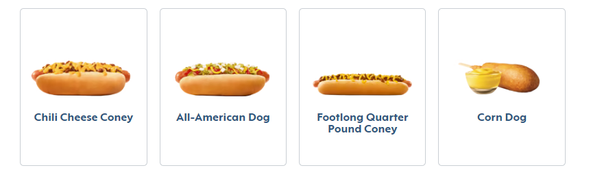 Sonic National Hot Dogs Menu