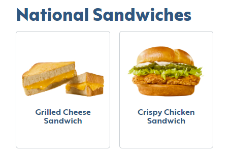 Sonic Sandwiches Menu